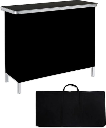 Trademark Innovations Skirt and Carrying Case Included Portable Bar Table, 2 Shelves, Silver