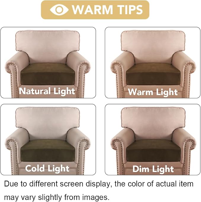 H.VERSAILTEX Velvet Stretch Couch Cushion Cover Plush Cushion Slipcover for Chair Cushion Furniture Protector Seat Cushion Sofa Cover (1 Piece Armchair Cushion Covers, Bronze Brown)