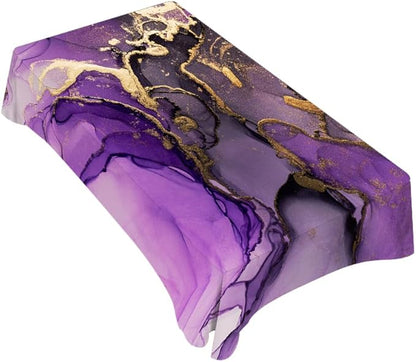 TKS MITLAN Purple Ink Gold Powder Decorative Rectangle Tablecloth Ripple Textures Creative Art Polyester Table Cloths Kitchen Table Cover for Dining BBQ Picnic Coffee Table 60 x 84 Inch 6-8 Seats