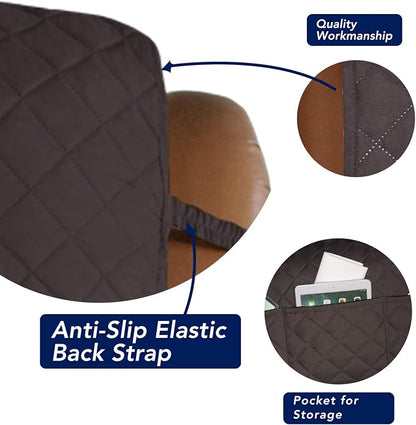 PureFit Reversible Quilted Oversized Recliner Sofa Cover, Water Resistant Furniture Protector, Washable Couch Cover with Elastic Straps for Kids, Dogs, Pets (Large, Chocolate/Beige) | Chocolate/Beige, Water Resistant Couch Protector, Washable Pet Couch...