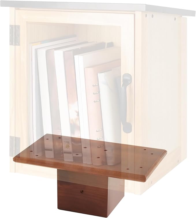 Threehoney Outdoor Little Library Mount 14x8x5.91 Inch Stable Wood Storage Box Bracket Holder Suitable for 4x4 Post with Mounting Accessories for Community Cabinet Lending Library Box(Brown)