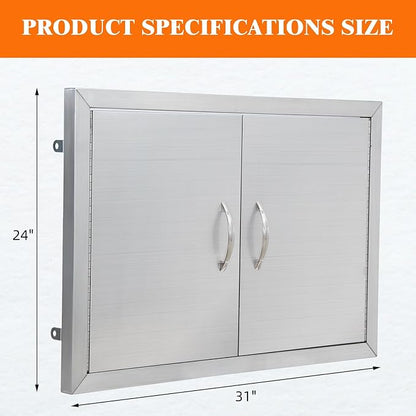 Outdoor Kitchen Doors 31" W x 24" H, Stainless Steel BBQ Access Doors, Flush Mount BBQ Door for Outside Kitchen Grilling Station, Barbeque Oven Island, Storage Cabinet Door