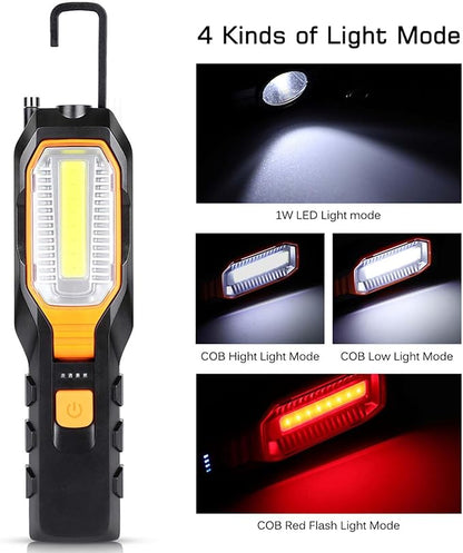 TOPINCN LED,Rechargeable,Work Light USB Adjustable COB Light Power LED Work Light BBQ Grill Accessories Magnetic Flashlight for Adults