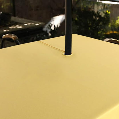 SARAFLORA Outdoor and Indoor Tablecloth -60x84 inch Yellow, Wrinkle Free Washable Waterproof Table Cloth with Umbrella Hole and Zipper Rectangle Table Cover for Spring/Summer/Patio/Picnic/BBQS/Party