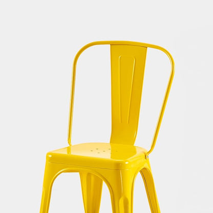 AC Pacific 18 Inch Seat Height Industrial Metal Dining Chairs, Stackable Kitchen or Bar Seat, Durable Modern Design, Versatile Accent Furniture, Set of 4, Yellow