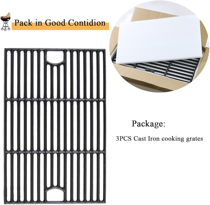 17 Inch Cast Iron Grill Grates for Nexgrill 6 Burner 720-0896 720-0896B 720-0896X, 17" Grill Grates for Nexgrill Deluxe 6 Burner Grill Replacement Parts 720-0896E 720-0898 720-0896C 720-0896CP