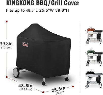 Kingkong 7152 Grill Cover for Weber Performer Charcoal Grills, 22-Inch (Compared to Weber 7152) including Stainless Steel Brush and Tongs
