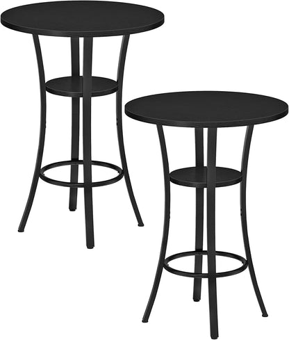 CHOEZON Round Bar Table, Set of 2 Small Kitchen Dining Tables, 2-Tier High Top & Counter Height Dining Table, for Bistro, Pub, Kitchen, Living Room, Black TBT03P2BB