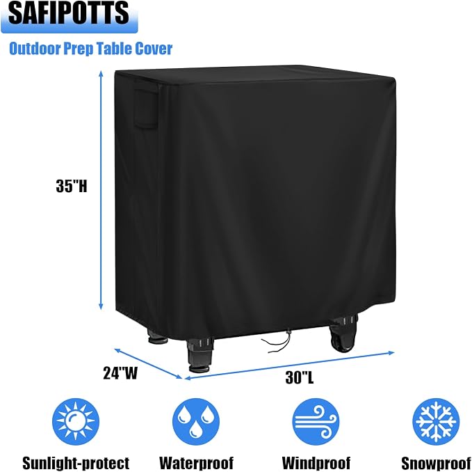 420D Outdoor Prep Table Cover 30 Inch,30''L x 24''W x 35''H,Black | Waterproof Patio Stainless Steel Table Cover, Workbench Covers Waterproof, Picnic BBQ Grill Cart Cover