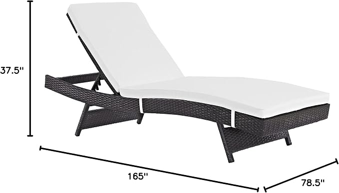Modway Convene Wicker Rattan Outdoor Patio Chaise Lounge Chairs in Espresso White - Set of 6