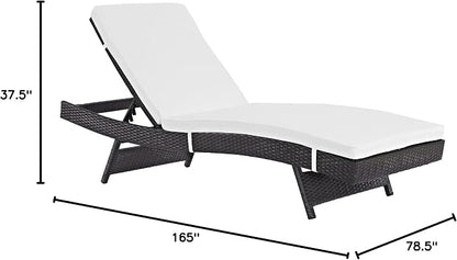 Modway Convene Wicker Rattan Outdoor Patio Chaise Lounge Chairs in Espresso White - Set of 6