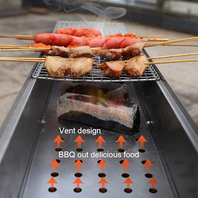 Portable foldable barbecue grill Smoked charcoal grill Outdoor picnic grill Desktop barbecue grill Suitable for 5-10 people barbecue tools