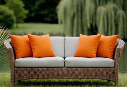 Outdoor Throw Pillows with Inserts, Waterproof Pillows for Outdoor Seating, Square Decorative Garden Cushion for Patio Furniture, Bed, Couch, Sofa(Orange, 18" x 18" (Pack of 4))