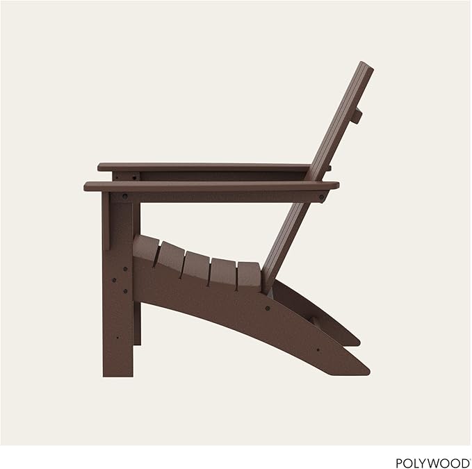 POLYWOOD Modern Adirondack Chair – All-Weather Outdoor Lawn Adirondack Chairs – HDPE, Fade-Resistant & Durable Outdoor Furniture – For Patio, Deck & Fire Pit Chairs – Mahogany Brown