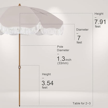 Tempera Heavy Duty High Wind Beach Umbrella with Sand Anchor & Carry Bag | Patio Outdoor Umbrella with Aluminum Frame and Push Button Tilt, Ideal for Travel Garden Lawn, UPF 60+
