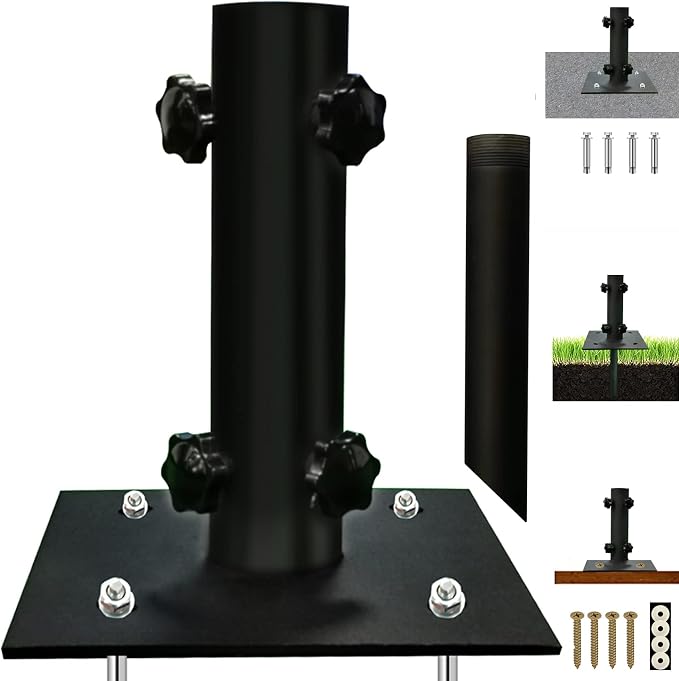 Umbrella Base for Φ1.2''-Φ2.2'' Pole, Patio Umbrella Stand Outdoor | Lawn Design with Ground Spike Fixing, Table Steel Umbrella Base for Multiple Scenes, Garden/Deck/Porch ﻿ ﻿ ﻿ ﻿ ﻿