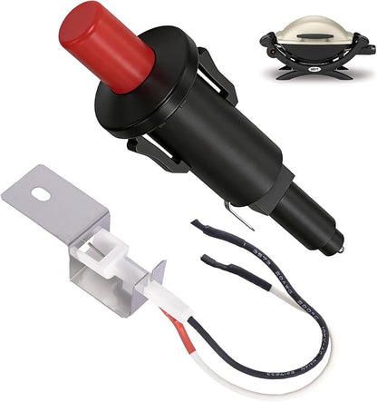 80462 Igniter Kit Replacement for Weber Q100 Q200 Q120 Q220 Gas Grills, Push Button Piezo Ignition Kit for Weber Q1000 Q2000 Series Accessories, Grill Starter for Weber 386001 386002 566001 Parts