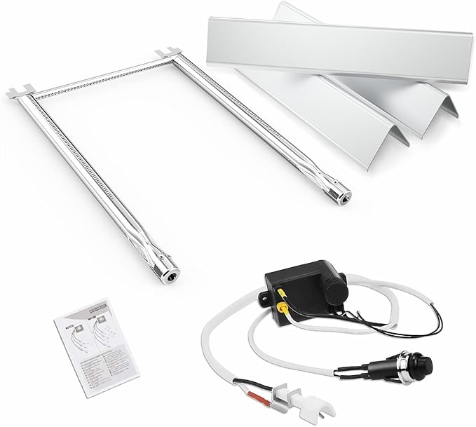 Uniflasy 7635 Flavorizer Bars,69785 Grill Burner and 7642 Igniter for Weber Spirit I & II 200 with Front Control, Spirit E210, E220, S210, S220, for Weber 7635 Bars and 304 Stainless Steel Burner