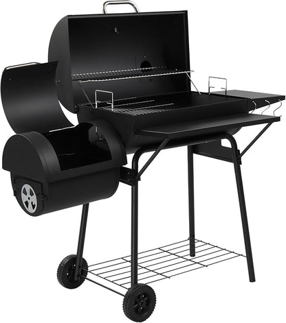 Charcoal BBQ Grills Outdoor,Spacious Barrel Barbecue Grill with Side Front Table,BBQ Smoker Grill for Backyard Cooking Patio Grilling Tailgating Party Camping Picnic