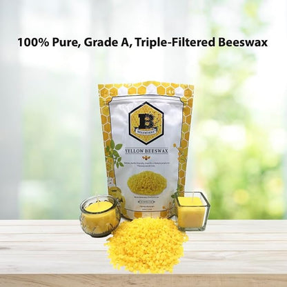 Beesworks Yellow Beeswax Pellets (5 lb) | Bulk | 100% Pure, Cosmetic Grade, Triple-Filtered Beeswax for DIY Skin Care, Lip Balm, Lotion, and Candle Making |