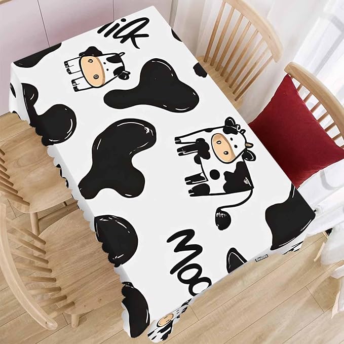 Cow Cute Table Covers Farm Milk Cattle Heavy Weight Tablecloth Cow Print Picnic Table Cloth for Kitchen Dinning Tabletop Outdoor BBQ Buffet Rectangle 52x70 Inch