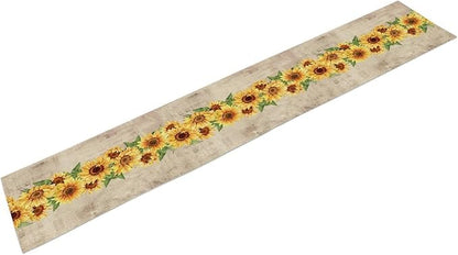 Fall Sunflowers Table Runner, Vintage Spring Summer Flower Home Kitchen Dining Decor, Seasonal Farmhouse Floral Kitchen Dining Table Decoration for Home Party Decor 13x60 Inch