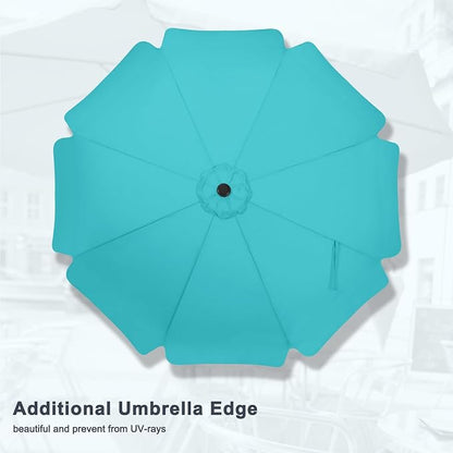 MASTERCANOPY 10ft Patio Umbrella with Valance, Crank & Tilt, Turquoise | 8 ribs, UV/fade-resist, waterproof, vent, for garden/deck/yard/pool