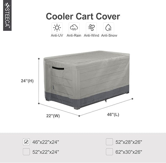 Patio Deck Box Cover Waterproof Outdoor Rectangular Storage Bench Cover 46L x 22W x 24H inch