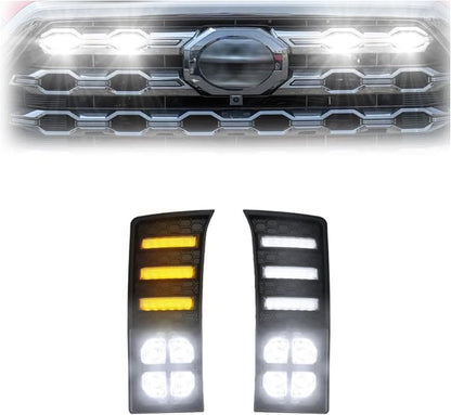 White Led Fog light DRL and Front Grille Lights Fit For Toyota Tundra 2022-2025 Bundle,Grille Led lights Only Fits Platinum,1794 Edition-Switchback DRL with Amber Turn Signal &Vehicle-Specific Lamp