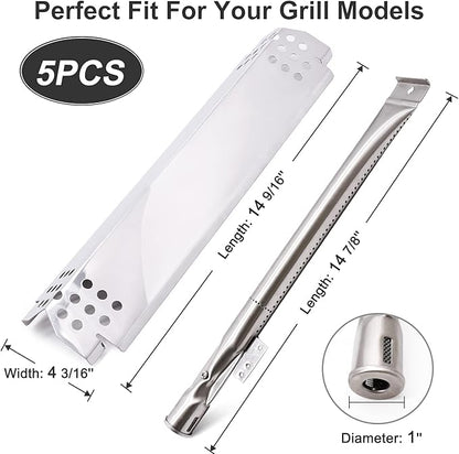 Criditpid Grill Replacement Parts for Nexgrill 5 Burner 720-0888, 720-0888N, 4 Burner 720-0783E, 720-0830H Nexgrill Parts, Grill Heat Shield Plates and Burner Tubes for Nexgrill Replacement Parts.