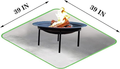 Fire Pit Mat Square, 39" Barbecue Mat for Under Grill, Heat-Resistant Fireproof Mat for Outdoor Smoking and Camping, Protect The Deck, Patio, Lawn from Exploding Embers