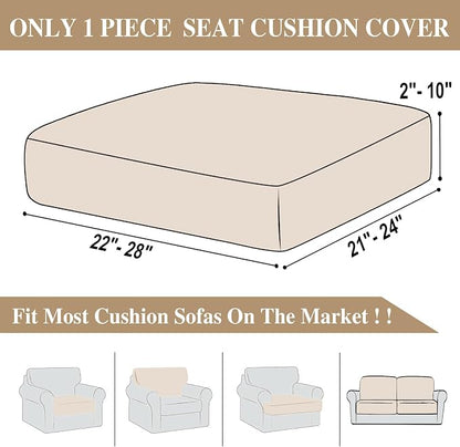 LA MEACK Couch Cushion Cover Seat Cushion Cover Stretch Armchair Cover Separate Sectional Sofa Slipcovers Furniture Protector(1 Piece for Seat or Sofa Backrest, Natural)