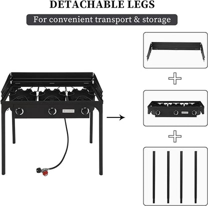 ROVSUN 2/3 Burner Outdoor Propane Gas Stove High Pressure Stand Cooker for Backyard Cooking Camping Home Brewing Canning Turkey Frying