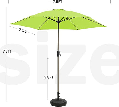 7.5FT Large Outdoor Patio Umbrella with Crank & Tilt - Durable Market Umbrella for Outdoor Patio with 6 Fiberglass Ribs for Poolside,Deck,Yard,Garden