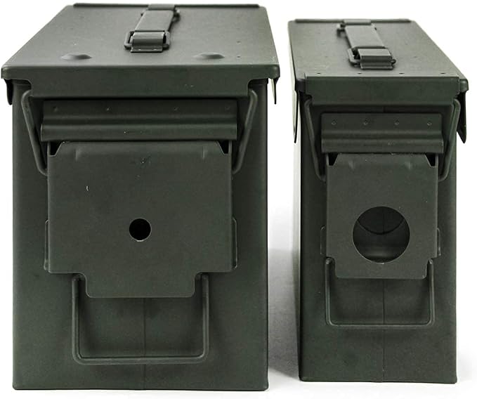 GUGULUZA Metal Ammo Can 30 50 Cal, Waterproof Airtight Ammo Containers Case | Heavy-Duty Ammunition Storage Case Military Container, Lockable Box w/Flip Top for Long-Term Storage Bullet, 30Cal and 50 Cal