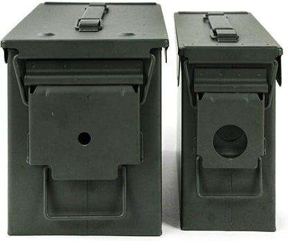 GUGULUZA Metal Ammo Can 30 50 Cal, Waterproof Airtight Ammo Containers Case | Heavy-Duty Ammunition Storage Case Military Container, Lockable Box w/Flip Top for Long-Term Storage Bullet, 30Cal and 50 Cal