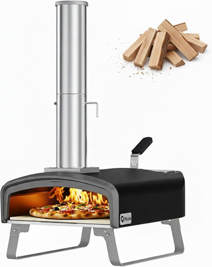 Portable Wood Fire Pizza Oven with Folding Legs, Outdoor Pizza Stove with Chimney for Outdoor Kitchen, Camping, RV, Tailgating, Beach, Backyard Pizza Maker, PS107