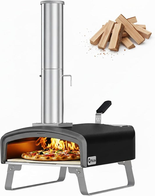 Portable Wood Fire Pizza Oven with Folding Legs, Outdoor Pizza Stove with Chimney for Outdoor Kitchen, Camping, RV, Tailgating, Beach, Backyard Pizza Maker, PS107