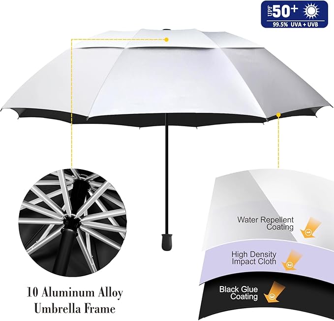 XLINGZA UPF 50+ Beach Umbrella with Adjustable Universal Clamp