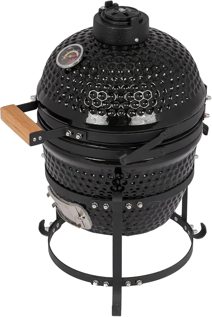 13in Round Ceramic Charcoal Grill Black