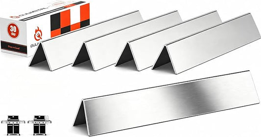 QuliMetal 17.5 Inch Flavorizer Bars for Weber Genesis 300, Genesis E-310 E-320 E-330 Grills with Front Controls Knobs (2011-2016), Stainless Steel Grill Heat Plates for Weber 7620 7621