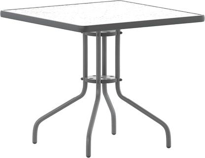 Flash Furniture Barker 31.5'' Square Tempered Glass Metal Table, Silver
