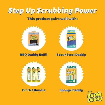 Scrub Daddy BBQ Daddy + Refill Heads - BBQ Cleaning Brush with Scraper & Bottle Opener, Barbeque Grill Cleaner, Wire Bristle Free, Barbecue Cleaner Brushes, High-Tech Cleaning Accessories for Men