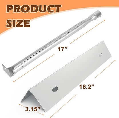 Stainless Steel Heat Plates and Grill Burners Set for Napoleon Rogue Series, Prestige 500 Propane Grills, 7-Pack Sear Plates Flavorizer Bar & 4-Pack Burner Tube BBQ Replacement Part Kit