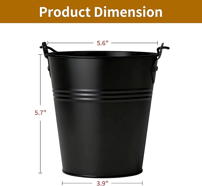 2 Pack Black Grease Bucket for Pellet Grill Smokers Heavy Duty Galvanized Steel Drip Catcher, Rust-Proof 5.6" Diameter, Easy Clean BBQ Accessory