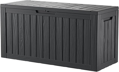 80GAL Deck Box - Black,utdoor Cushions, Throw Pillows,Waterproof Patio Storage Box Covers