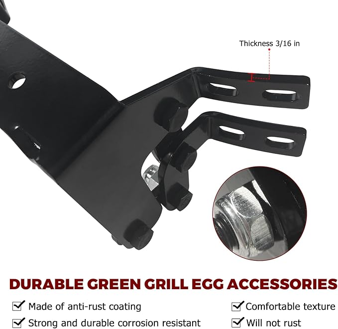 Hinge Assembly Kit for Green Egg, Egg Accessories - Powder Coated Steel Hinge Set