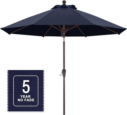 MASTERCANOPY 9ft Olefin 5-Year-Non-Fading Patio Umbrella Navy Blue | UV/Water/Fade-Resistant Canopy, Vented Top, 8 Fiberglass Ribs – Ideal For Deck, Yard, Market