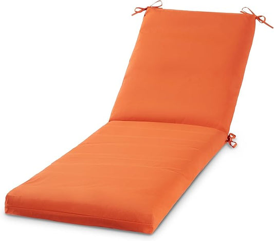 Modern Outdoor Chaise Lounge Cushion with Ties – Durable Polyester Fabric, Channel-Filled Polyfiber Insert, Removable Zippered Cover, Rust
