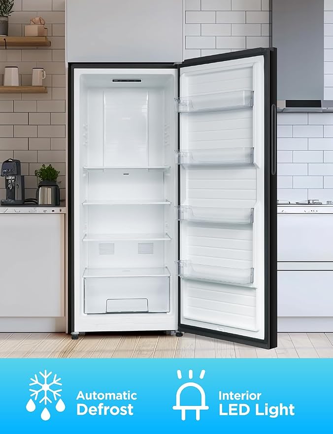 Commercial Cool 16.4 Cu. Ft. Convertible Freezer Refrigerator, Upright Fridge with Glass Shelves, Reversible Door, ENERGY STAR rated, Auto Defrost, CCUC1640GB, Black | Upright Fridge with Glass Shelves, Reversible Door, ENERGY STAR rated, Auto Defrost,...